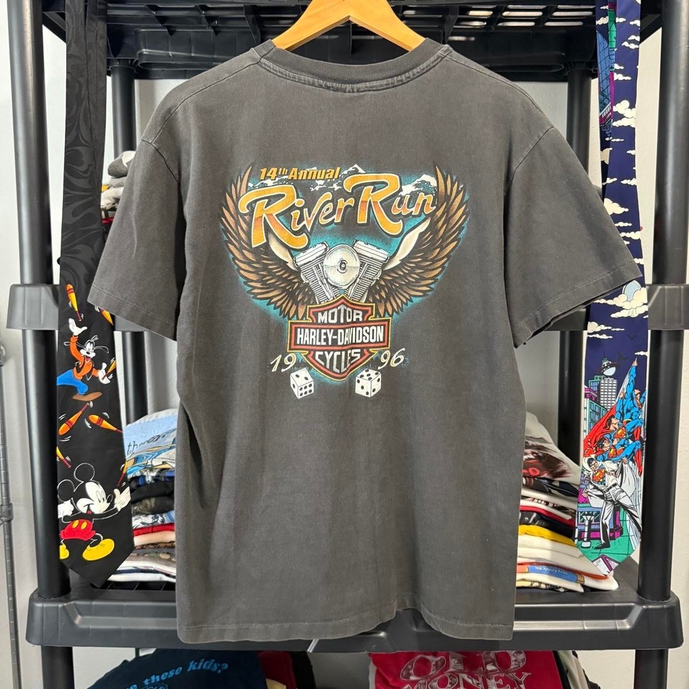 Vintage 1996 Harley Davidson Laughlin River Run T-Shirt Mens Large Black 90s Tee